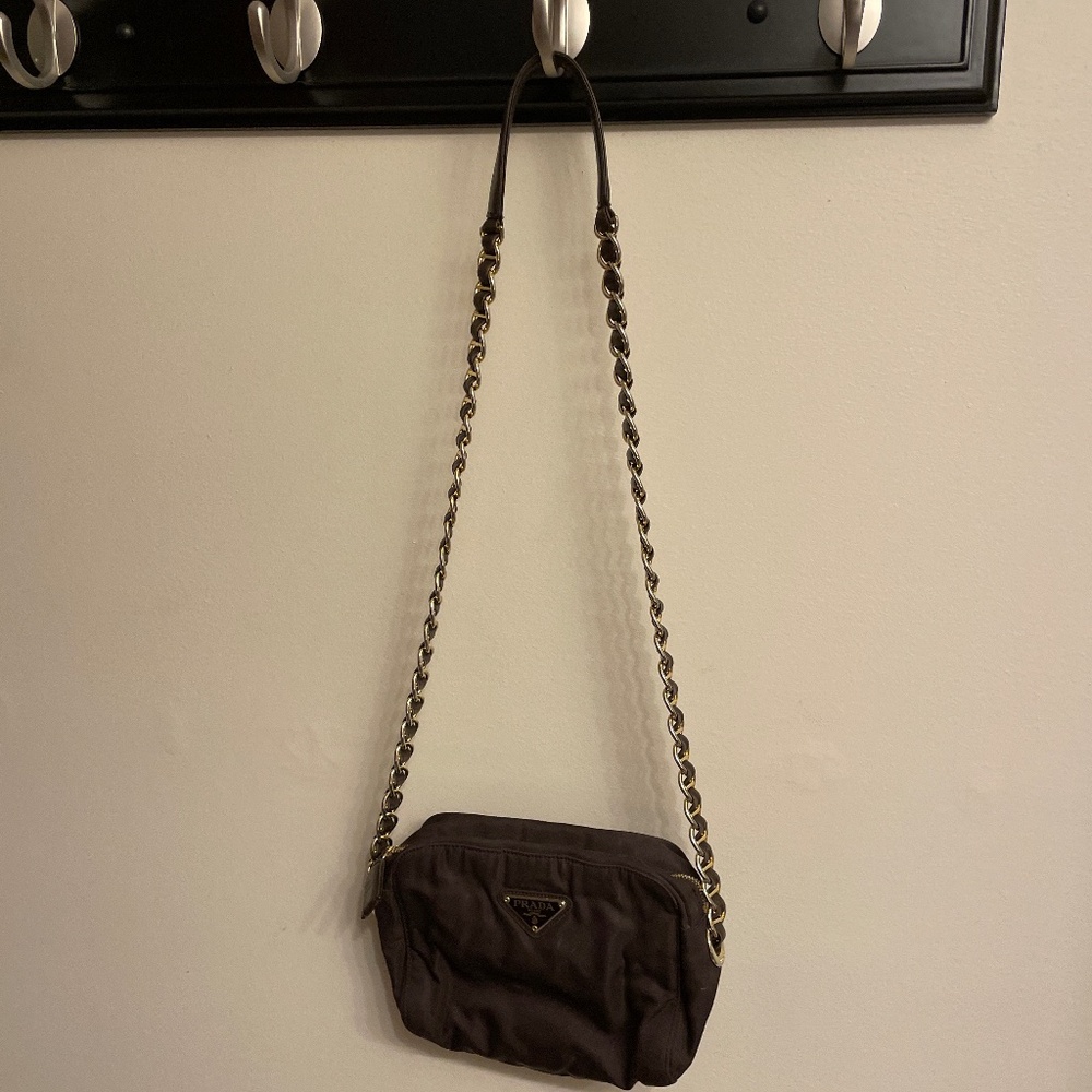 Prada brown nylon purse